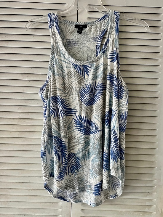GAP Tops - Gap Blue Palm-Print Tank Top - Women